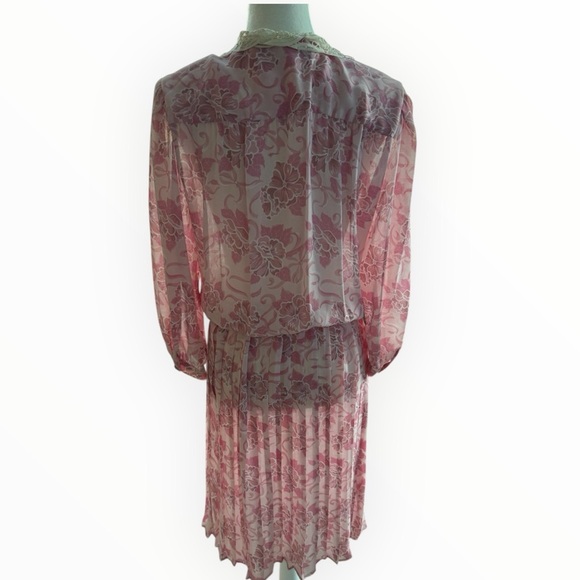 Vintage Blake Elizabeth Floral Pleated Lace Accordion Midi Dress 10 CottageCore - Picture 4 of 9